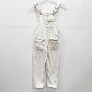 Zara Girl White Denim Dungaree Overalls Utility Cargo Size 9